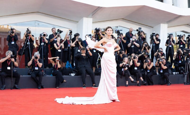 Bianca Balti Venice 2026 pink angel wings gown